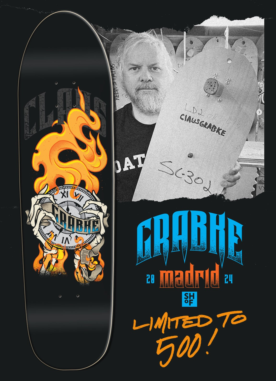 Madrid Claus Grabke Shof 8.625" Old School Skateboard Deck