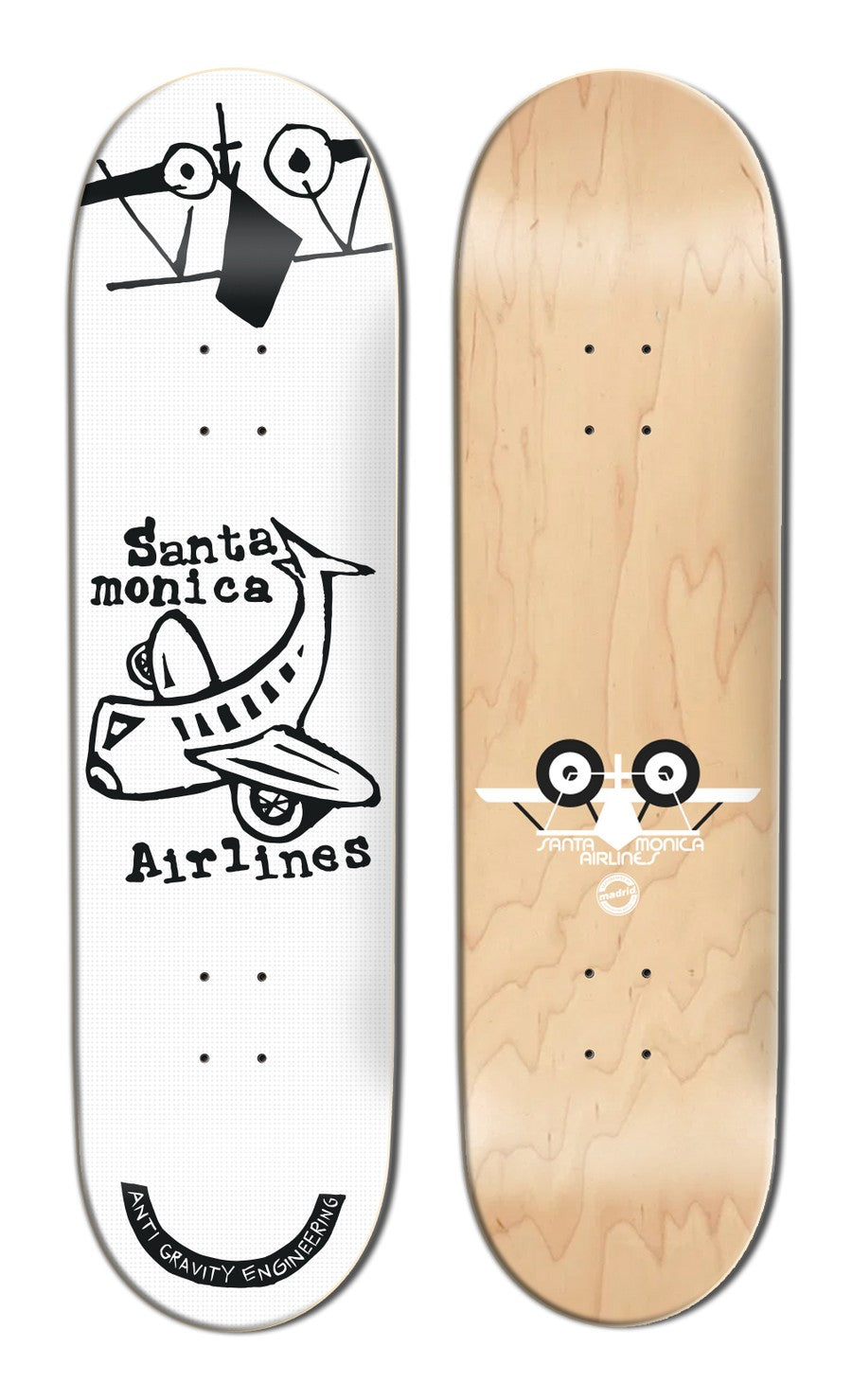 Santa Monica Airlines Plane Graphic Smart Tech 8.0" Skateboard Deck