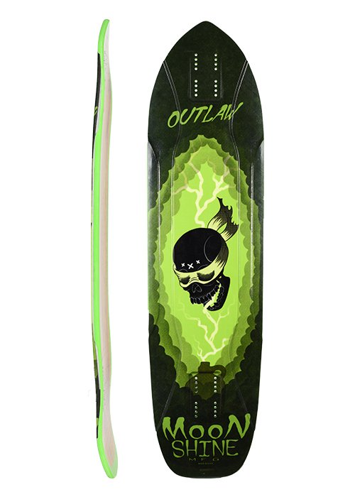 Moonshine Outlaw Black/Green - Longboard Deck