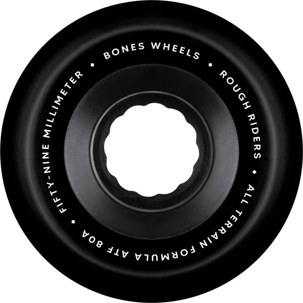 Bones Wheels (Jeu De 4) Atf 59Mm Rough Riders 80A Blk