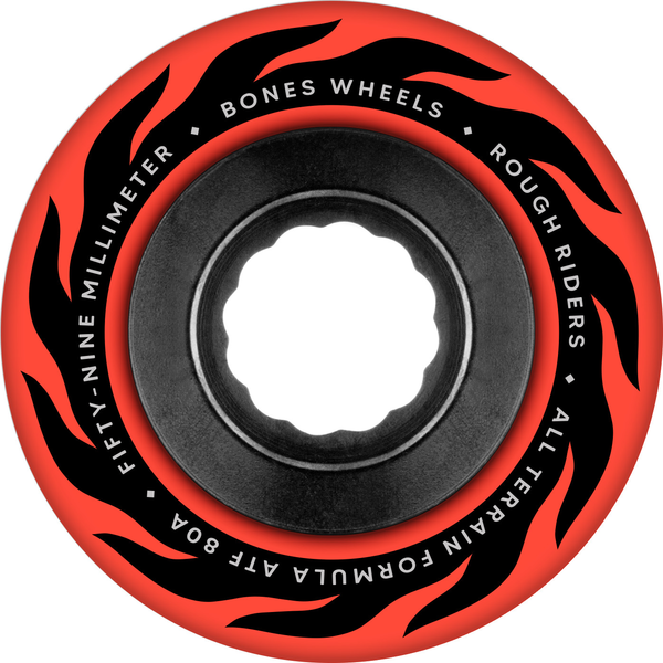 Bones Wheels (Jeu De 4) Atf 59Mm Rough Riders Flame 80A Red
