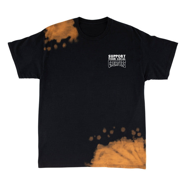 Creature T-Shirt Bonehead Flame Wash Ss Greasy Black
