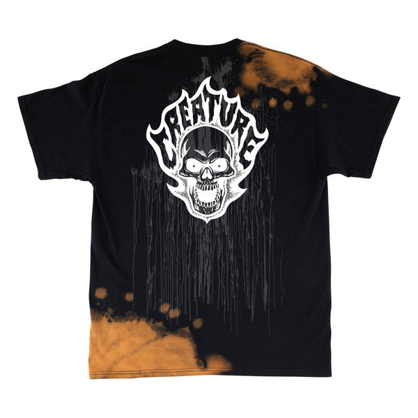 Creature T-Shirt Bonehead Flame Wash Ss Greasy Black