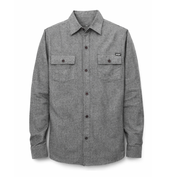 Enjoi Chemise Ls Keith Haringbone Flannel Top Charcoal