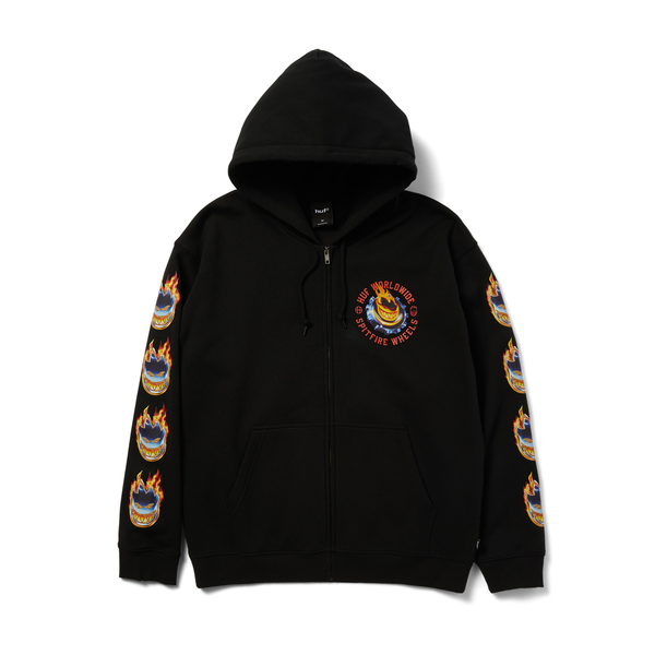 Sweat à capuche Huf Spitfire Chrome Head FZ Black