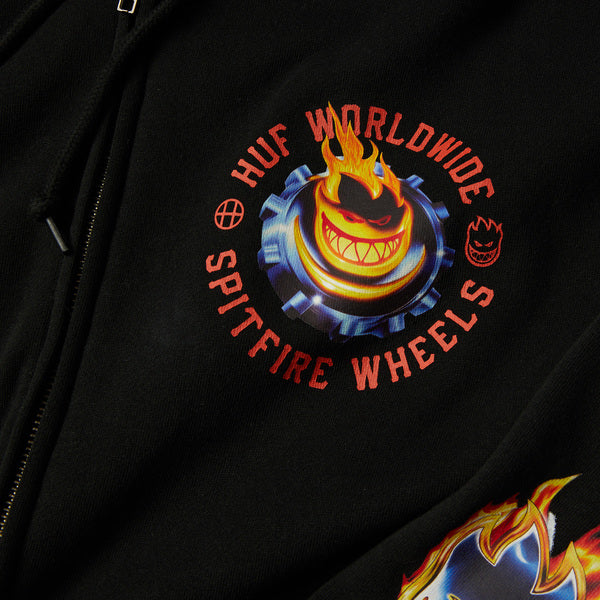 Sweat à capuche Huf Spitfire Chrome Head FZ Black