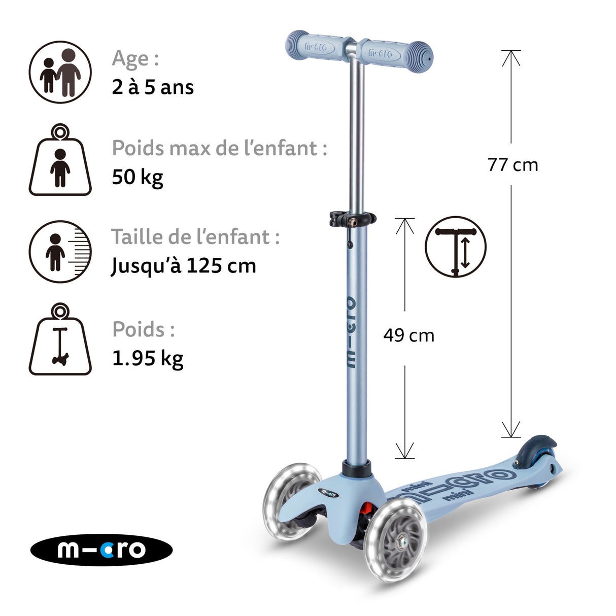 Mini Micro Deluxe Rock & Go Led - Bleu Ardoise