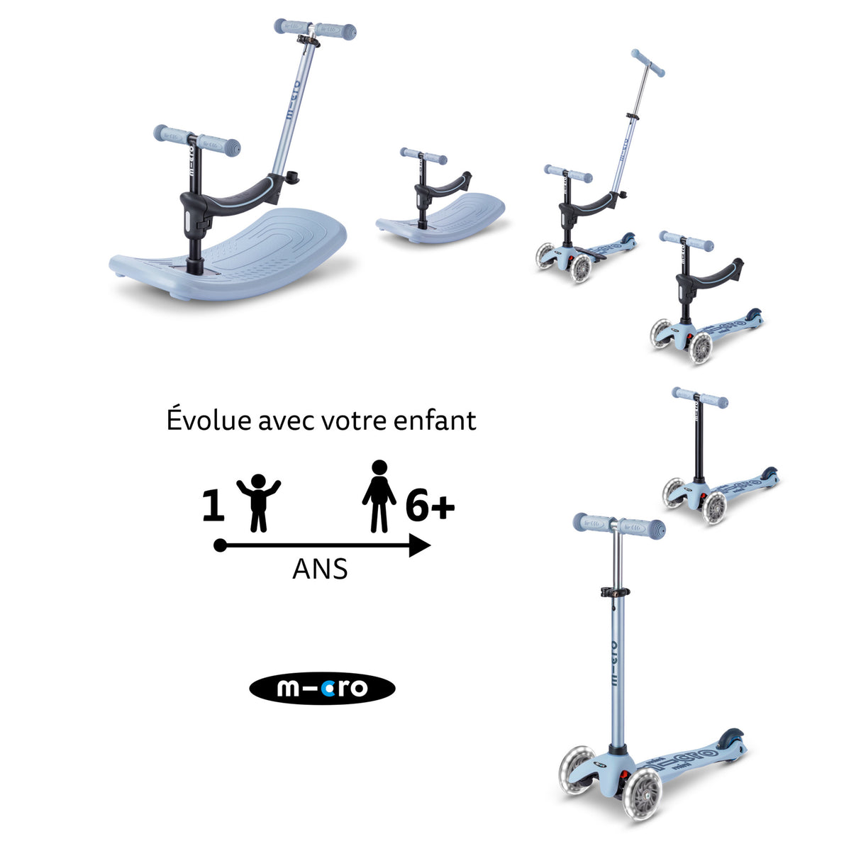 Mini Micro Deluxe Rock & Go Led - Bleu Ardoise