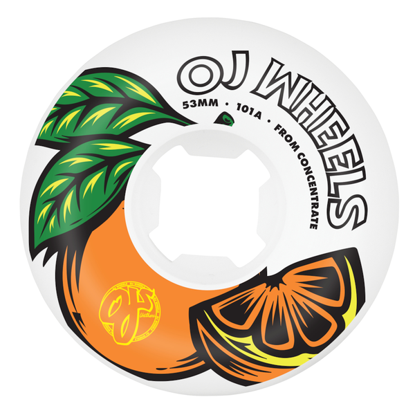 Oj Wheels (Jeu De 4) 53Mm From Concentrate White Orange 101A