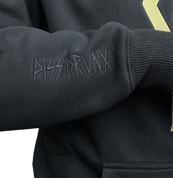 Pissdrunx Sweat Logo Black Gold Hood Emb