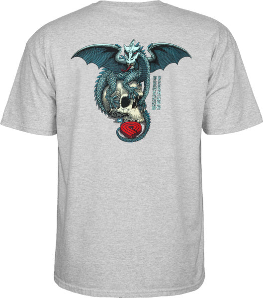 Powell T-Shirt Dragon Skull Ss Gray