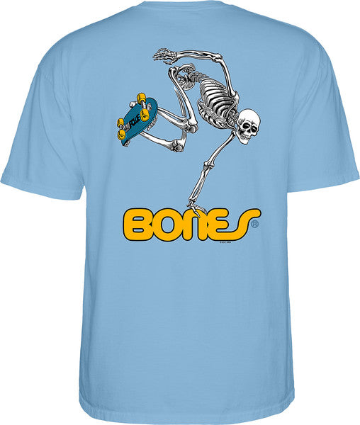 Powell T-Shirt Skateboard Skeleton Ss Baby Blue