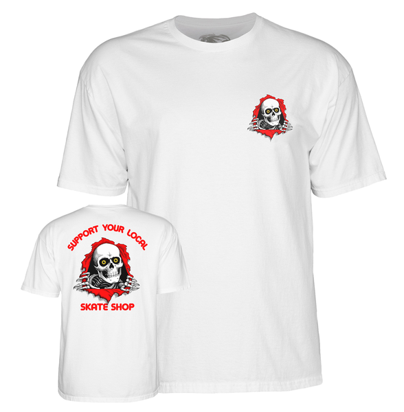 Powell T-Shirt Support Your Local Skate Shop Ss Wht