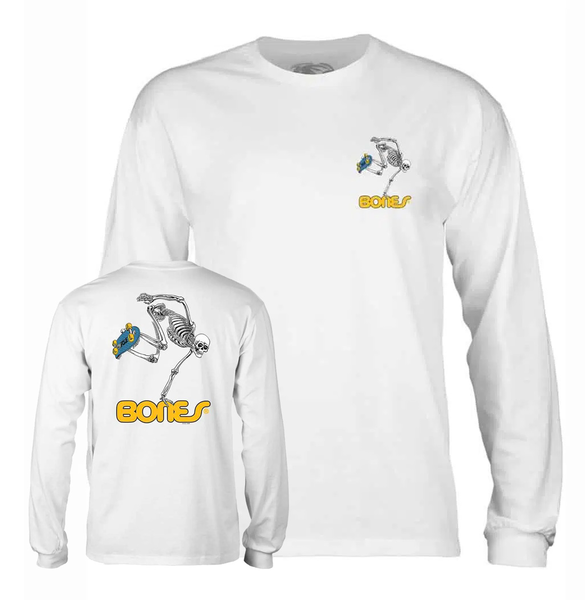 Powell T-Shirt Skateboard Skeleton Ls White