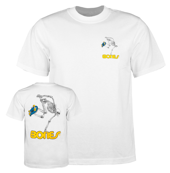Powell T-Shirt Youth Skateboard Skeleton Ss White