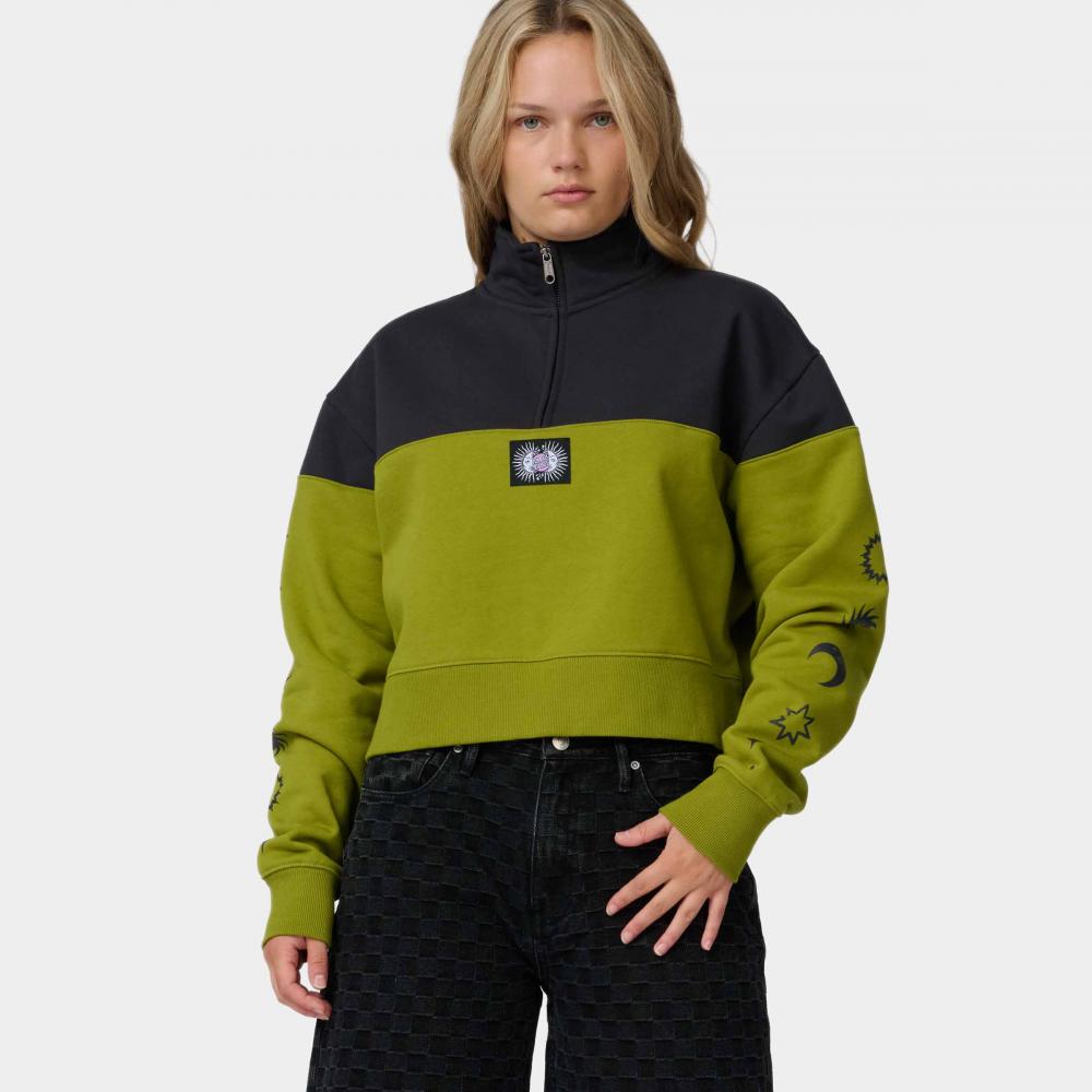 Sweat col rond femme Santa Cruz Split Sun Quarter Black Wash / Pesto