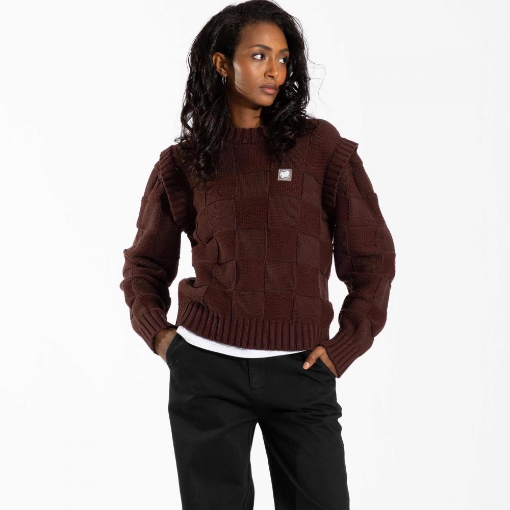 Pull femme Santa Cruz Check 2-in-1 Knit Cocoa Powder