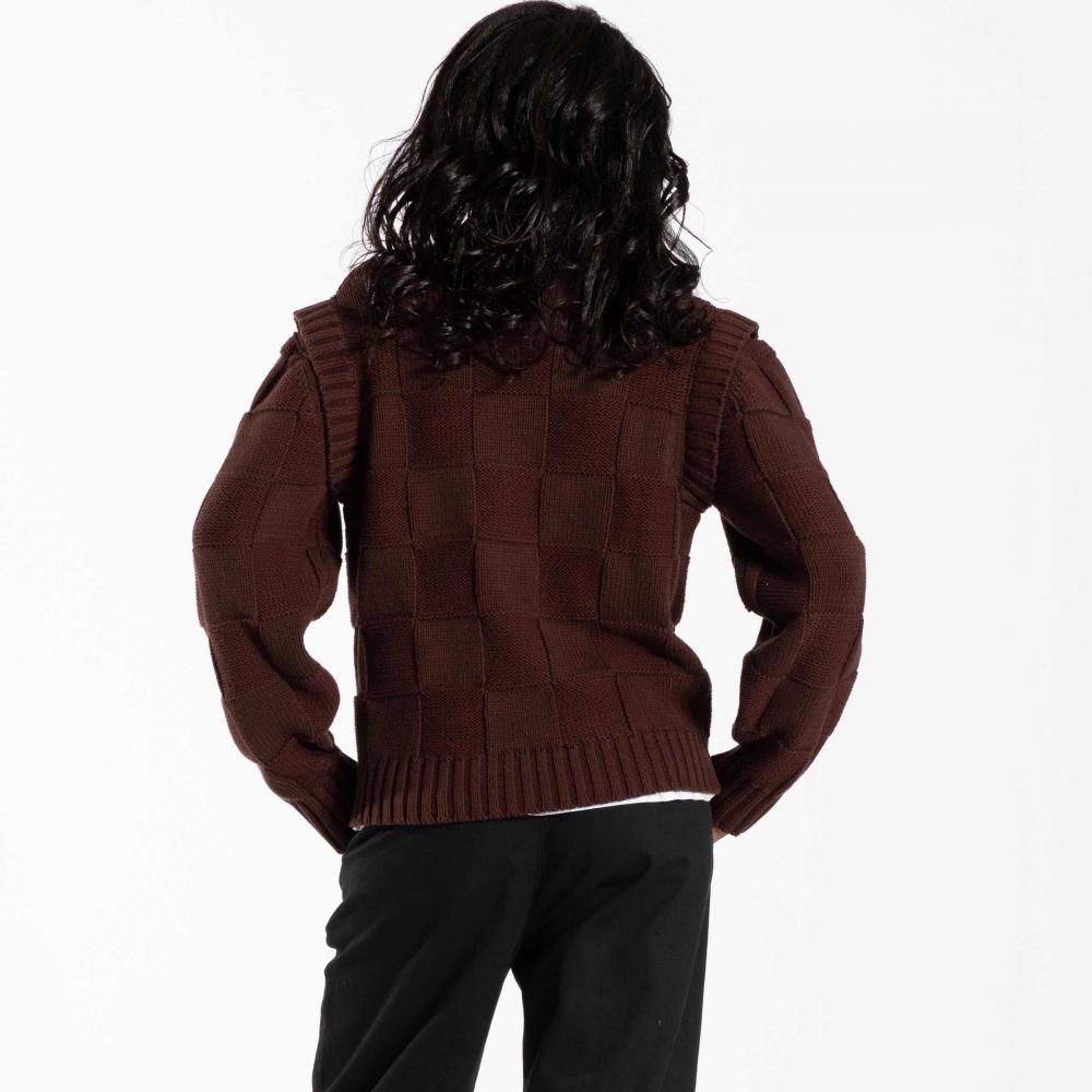 Pull femme Santa Cruz Check 2-in-1 Knit Cocoa Powder