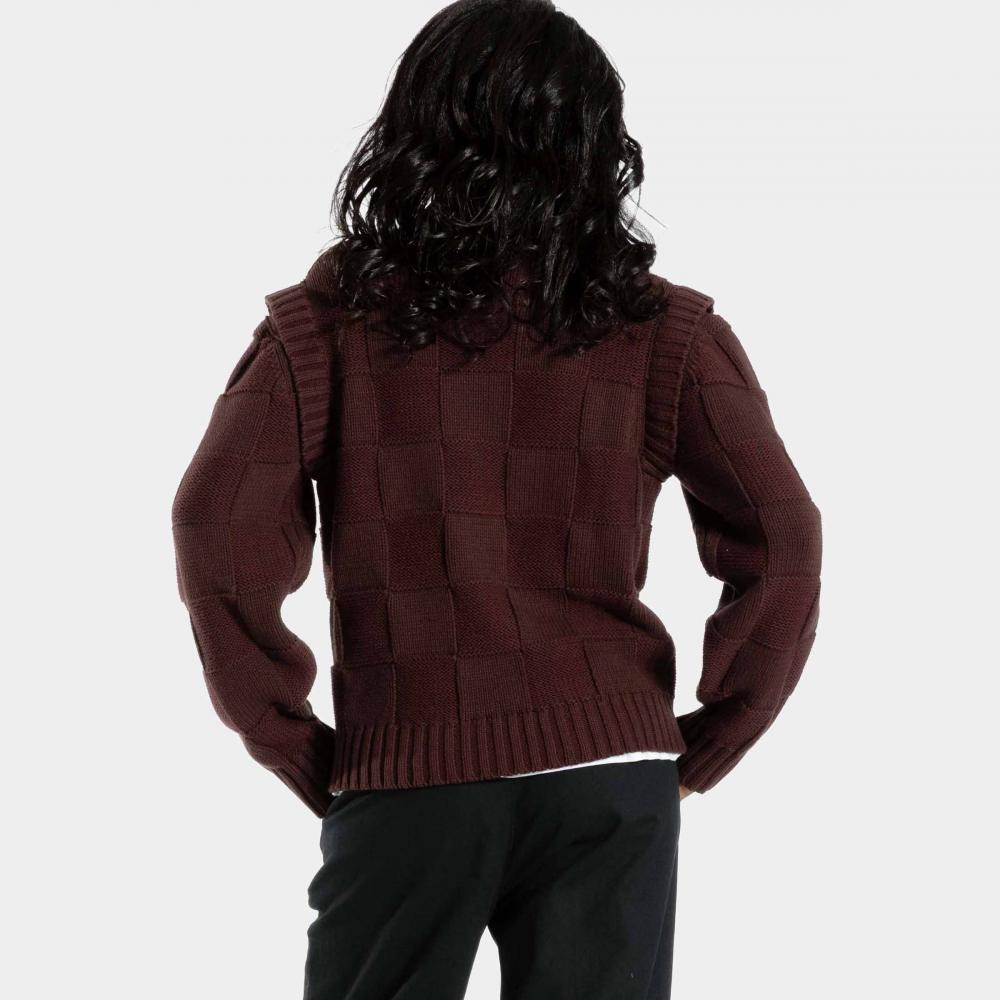 Pull femme Santa Cruz Check 2-in-1 Knit Cocoa Powder
