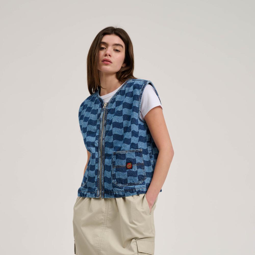 Veste femme Santa Cruz Classic Label Vest Blue Wave Check