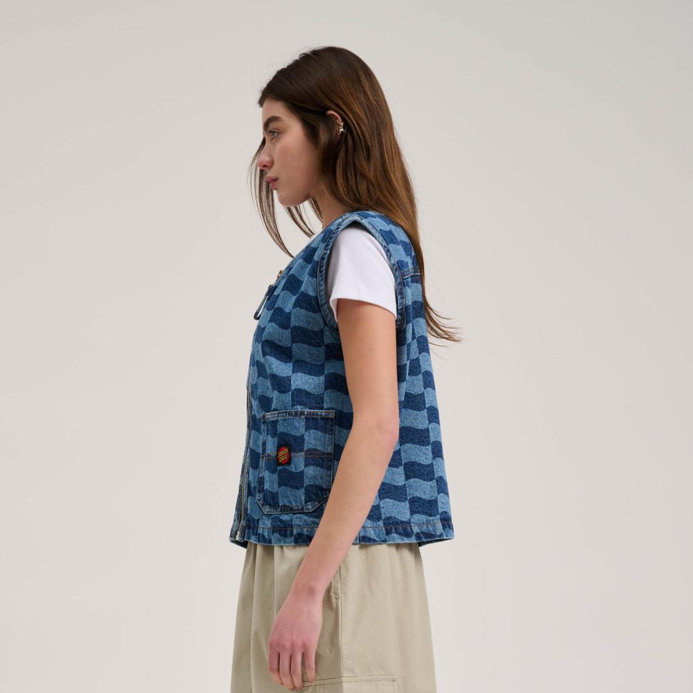 Veste femme Santa Cruz Classic Label Vest Blue Wave Check