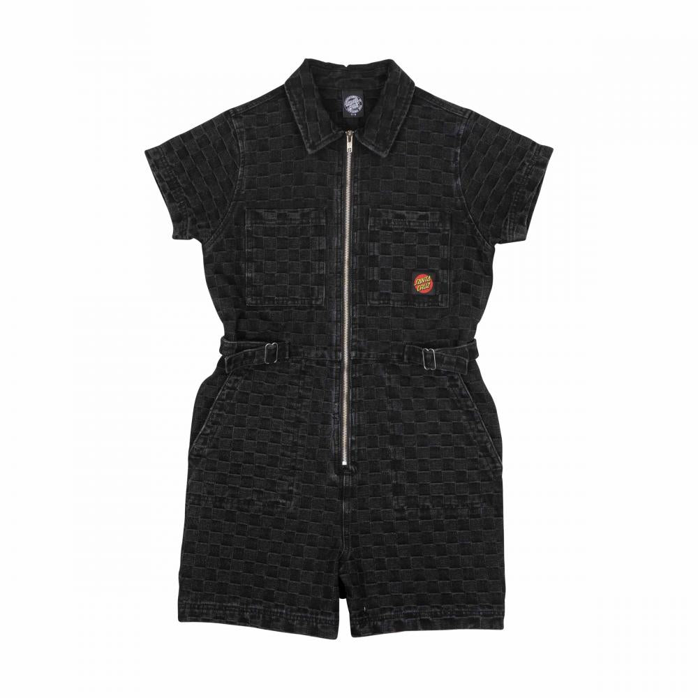 Pantalon femme Santa Cruz Line Up Utility Playsuit Black Wash Check