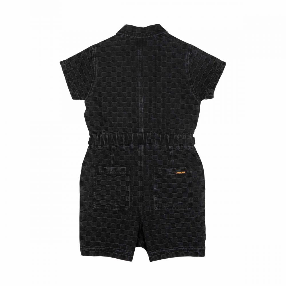 Pantalon femme Santa Cruz Line Up Utility Playsuit Black Wash Check