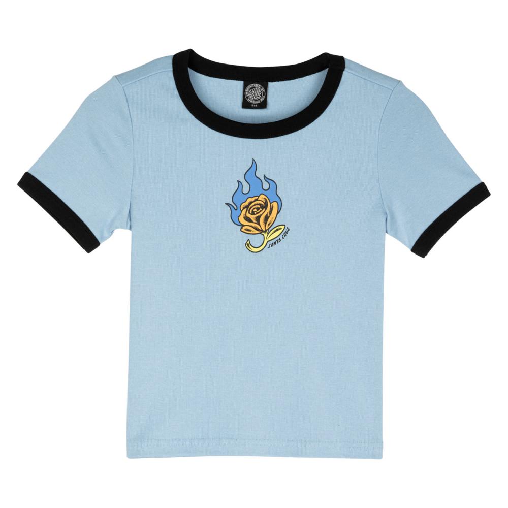 Tee-shirt femme Santa Cruz Lucky Rose Ringer Crystal Blue / Black