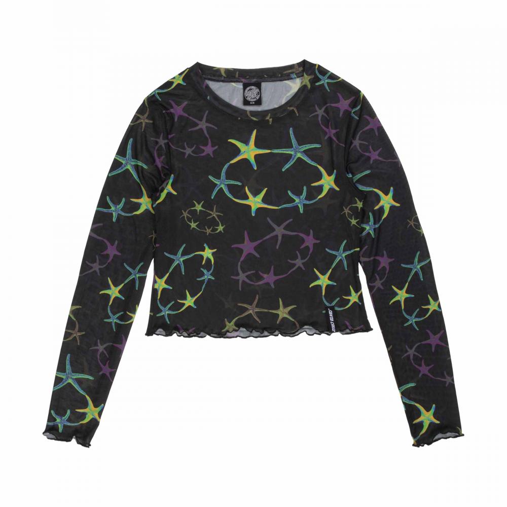 Tee-shirt manches longues femme Santa Cruz Strip Digi Mesh Crop Starfish Repeat
