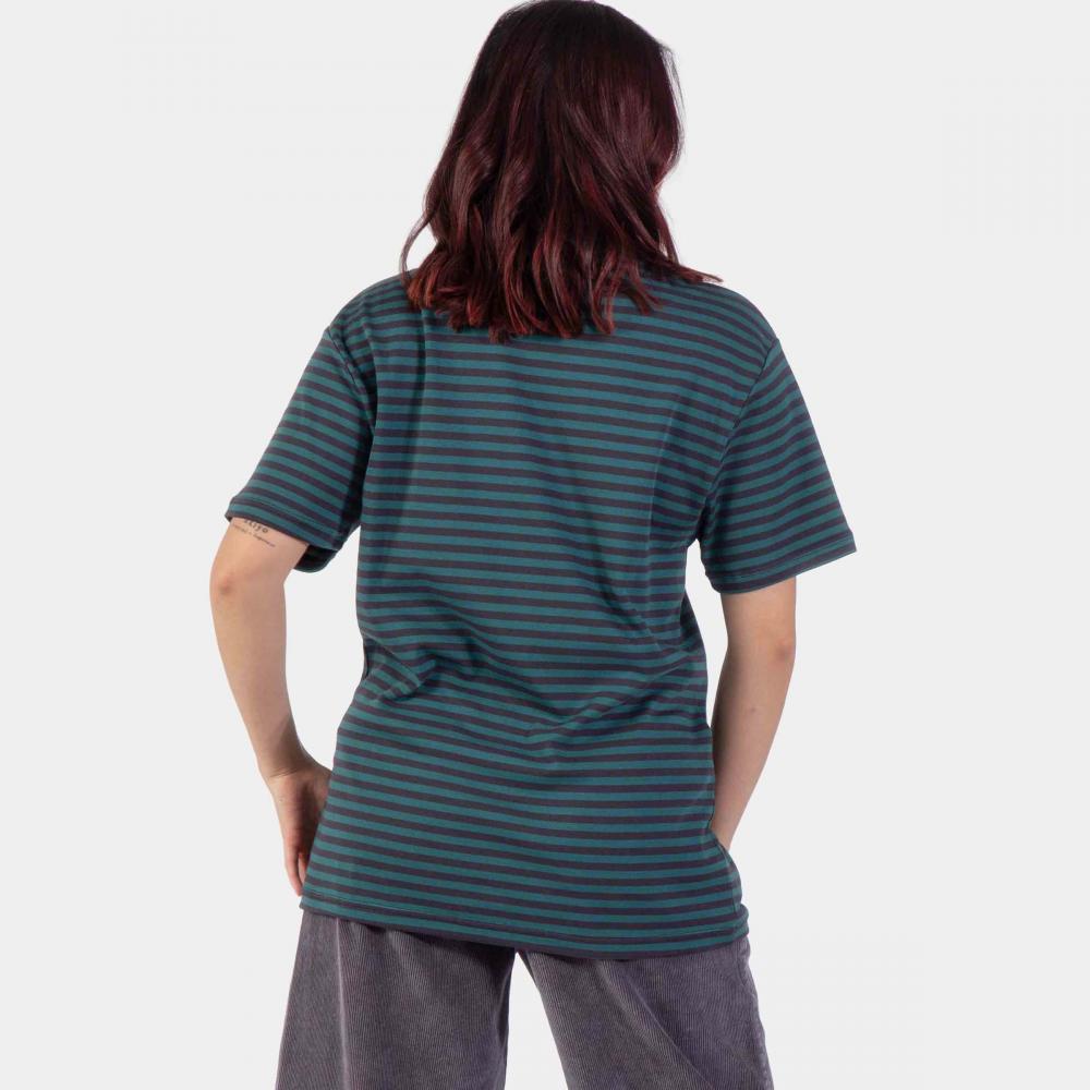 Tee-shirt femme Santa Cruz Strip Emb Deep Sea / Black Wash Stripe