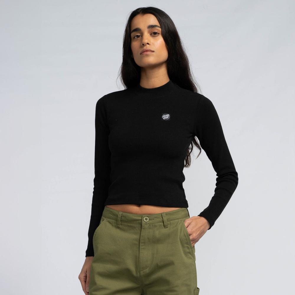 Tee-shirt manches longues femme Santa Cruz Opus Dot Mock Neck Black