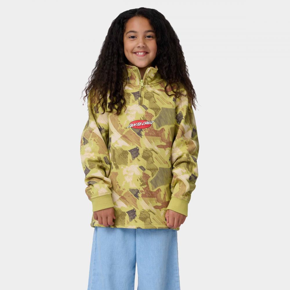 Sweat 1/4 zip enfant Santa Cruz Strip Oval Faded Khaki Camo