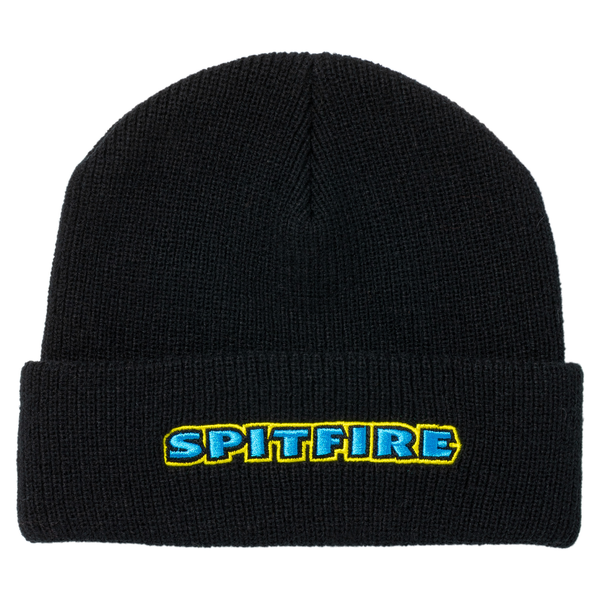 Spitfire Beanie Bighead Mushroom Script Black Blue Yellow