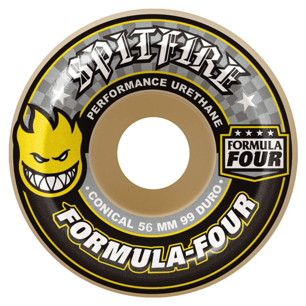 Spitfire Wheels (Jeu De 4) 56Mm F4 99D Conical Yellow Print