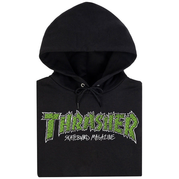 Thrasher Sweat Brick Hood Black
