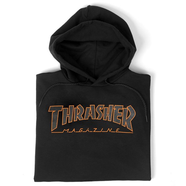 Thrasher Sweat Outlined Hood Black Orange