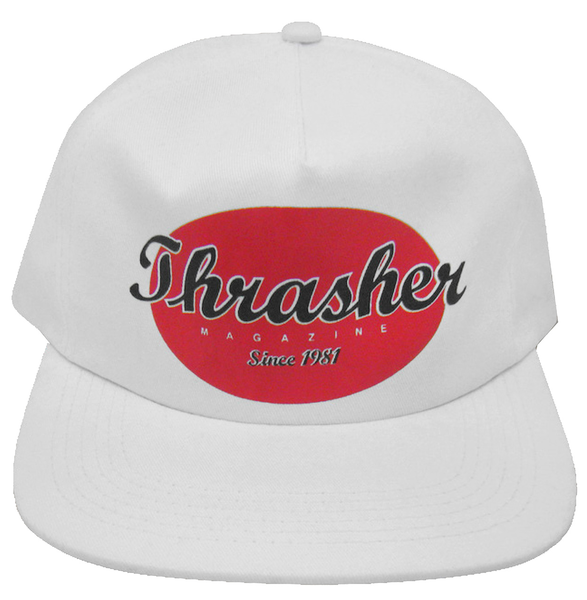 Thrasher Cap Oval Snapback White