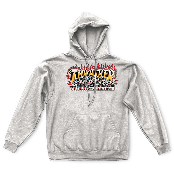 Thrasher Sweat Krak Skulls Hood Heather Grey
