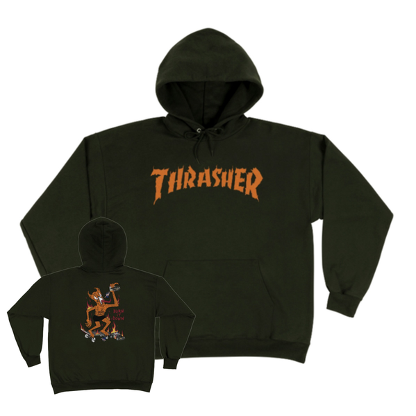 Thrasher Sweat Burn It Down Hood Dark Chocolate