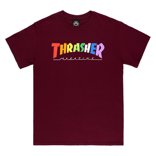 Thrasher T-Shirt Rainbow Mag Maroon