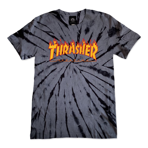 Thrasher T-Shirt Wo Flame Logo Tie Dye Black Grey