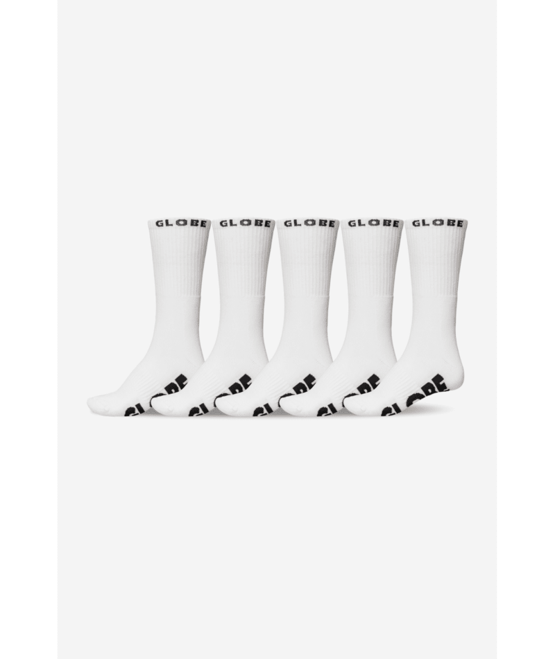 Chaussettes hautes Globe Whiteout Hi Crew (lot de 5) White