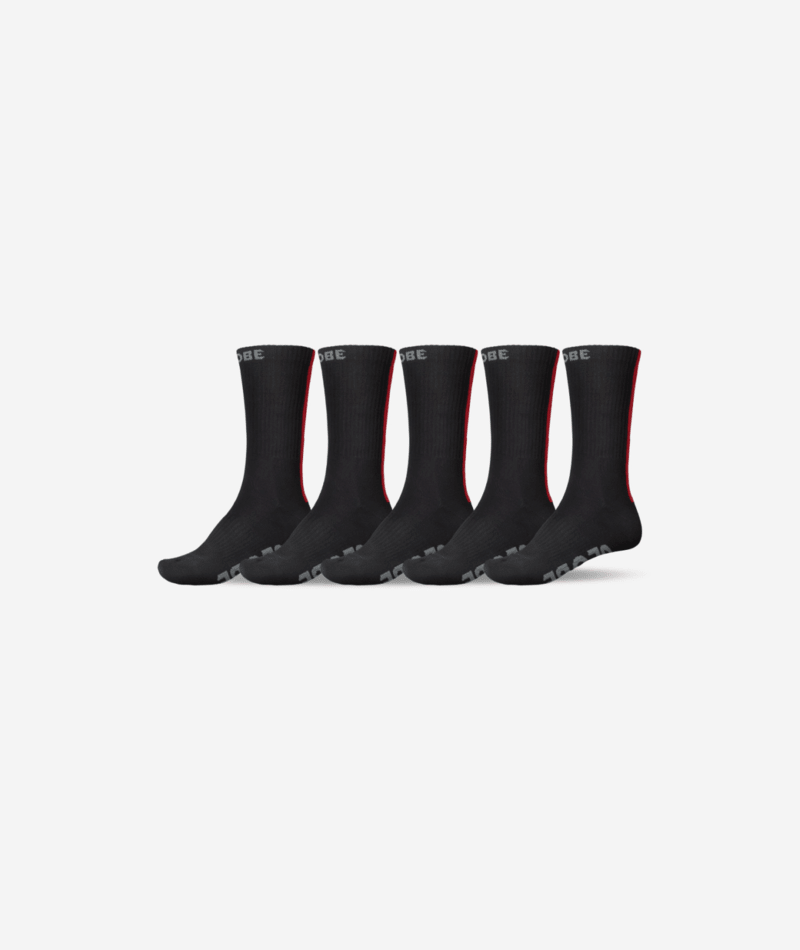 Chaussettes hautes Globe Stripe Hi Crew (lot de 5) Black/Red