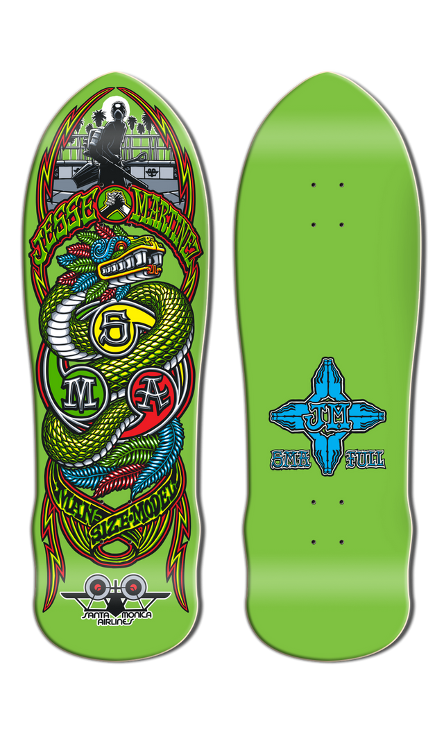 Santa Monica Airlines Jesse Martinez Snake 9.875" Old School Skateboard Deck 2
