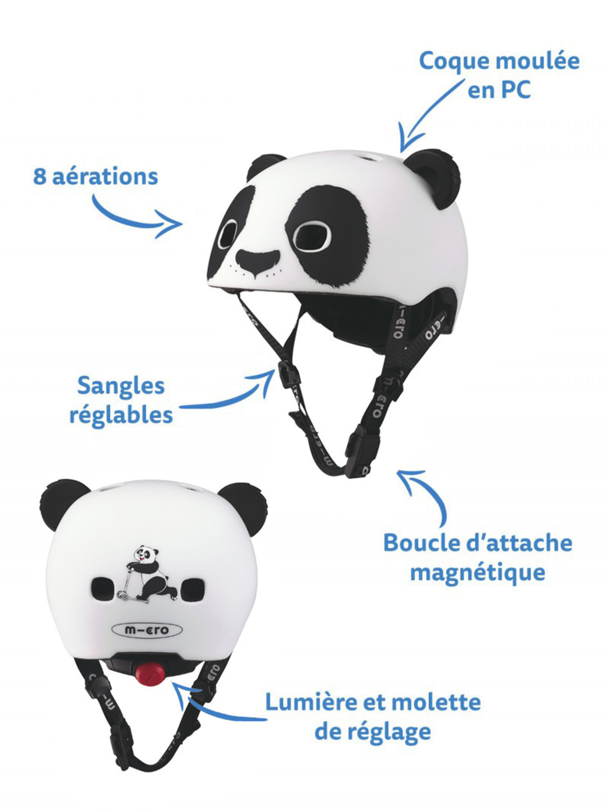 Casque Panda 3D - Boucle Magnétique / Lumière Led Intégrée