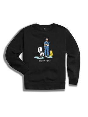 Brother Merle Sweat Janitor Crew Black