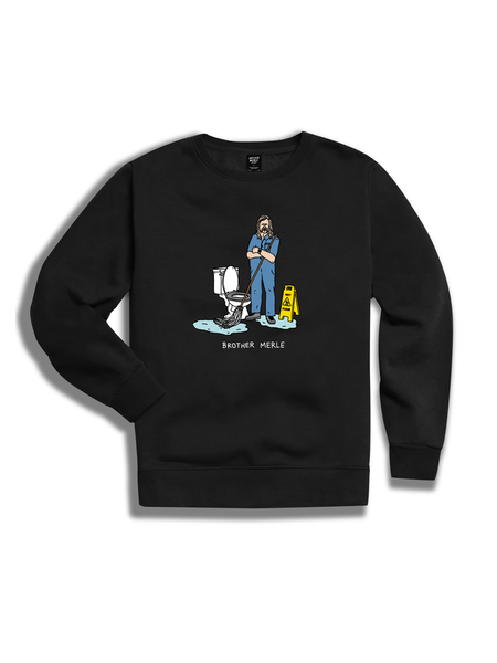 Brother Merle Sweat Janitor Crew Black