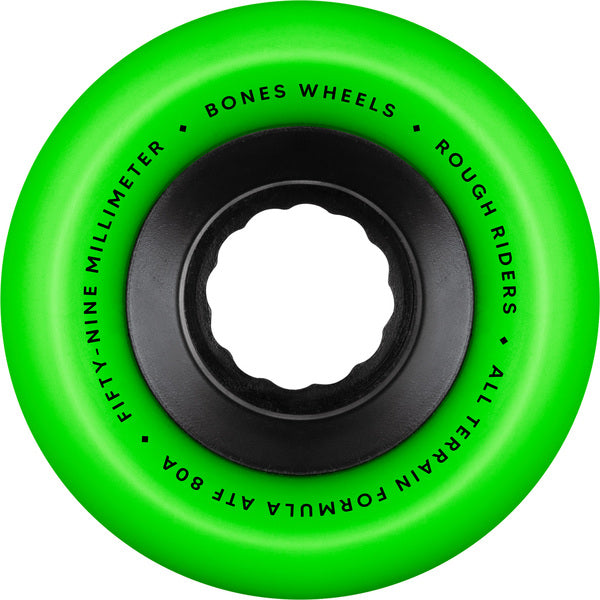 Bones Wheels (Jeu De 4) Atf 59Mm Rough Riders 80A Grn