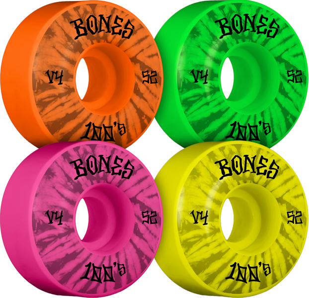 Bones Wheels (Jeu De 4) 100'S 52Mm V4 Party Pack #5 Assorted