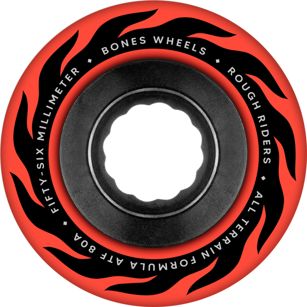 Bones Wheels (Jeu De 4) Atf 56Mm Rough Riders Flame 80A Red